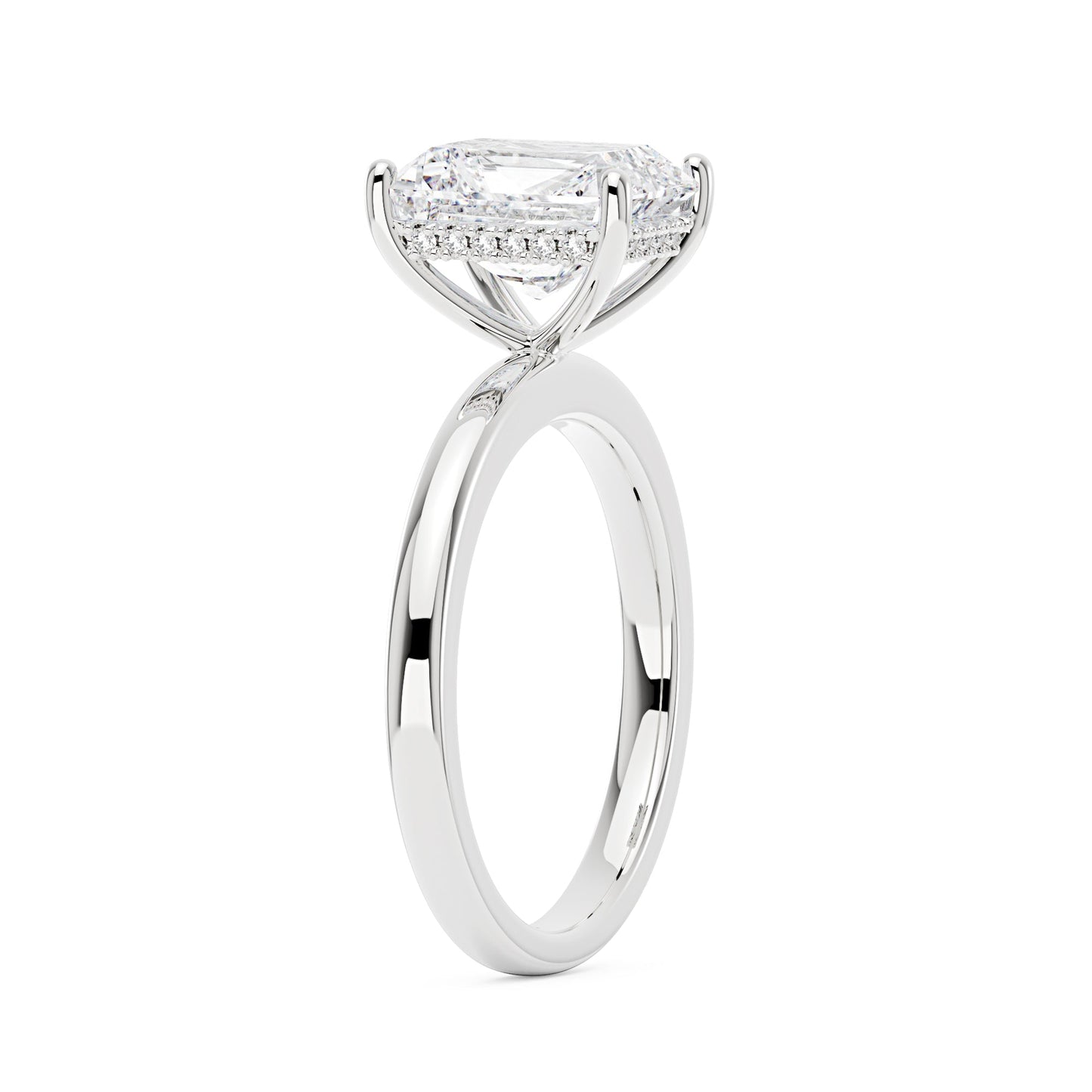 Hidden Halo Radiant Moissanite Ring