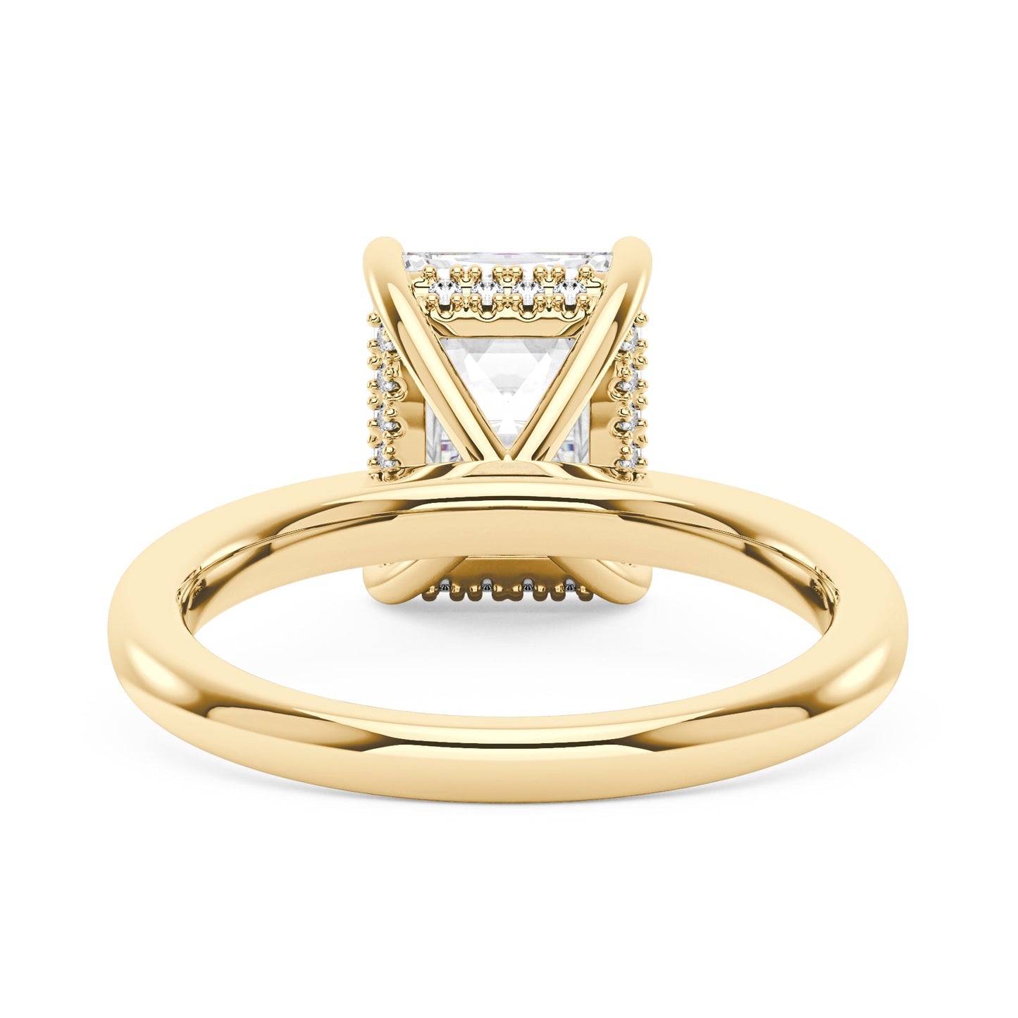 Hidden Halo Radiant Moissanite Ring