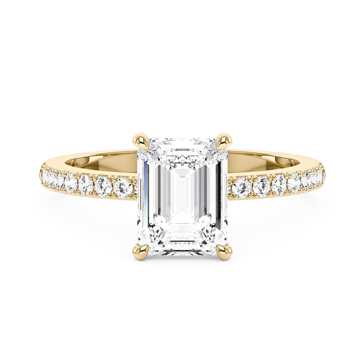 Emerald Hidden Halo Ring With Pavé Band