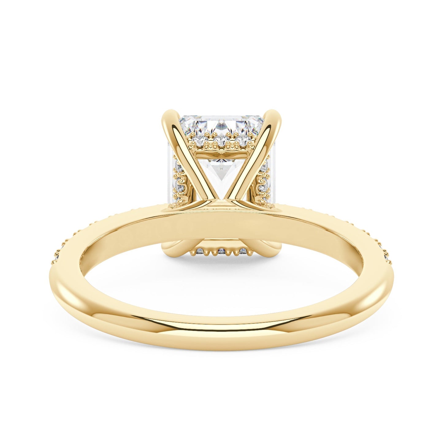 Emerald Hidden Halo Ring With Pavé Band