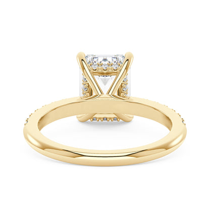 Emerald Hidden Halo Ring With Pavé Band