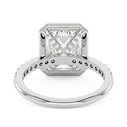 Radiant Halo Ring with Pavé Band