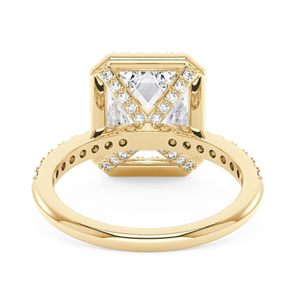 Radiant Halo Ring with Pavé Band
