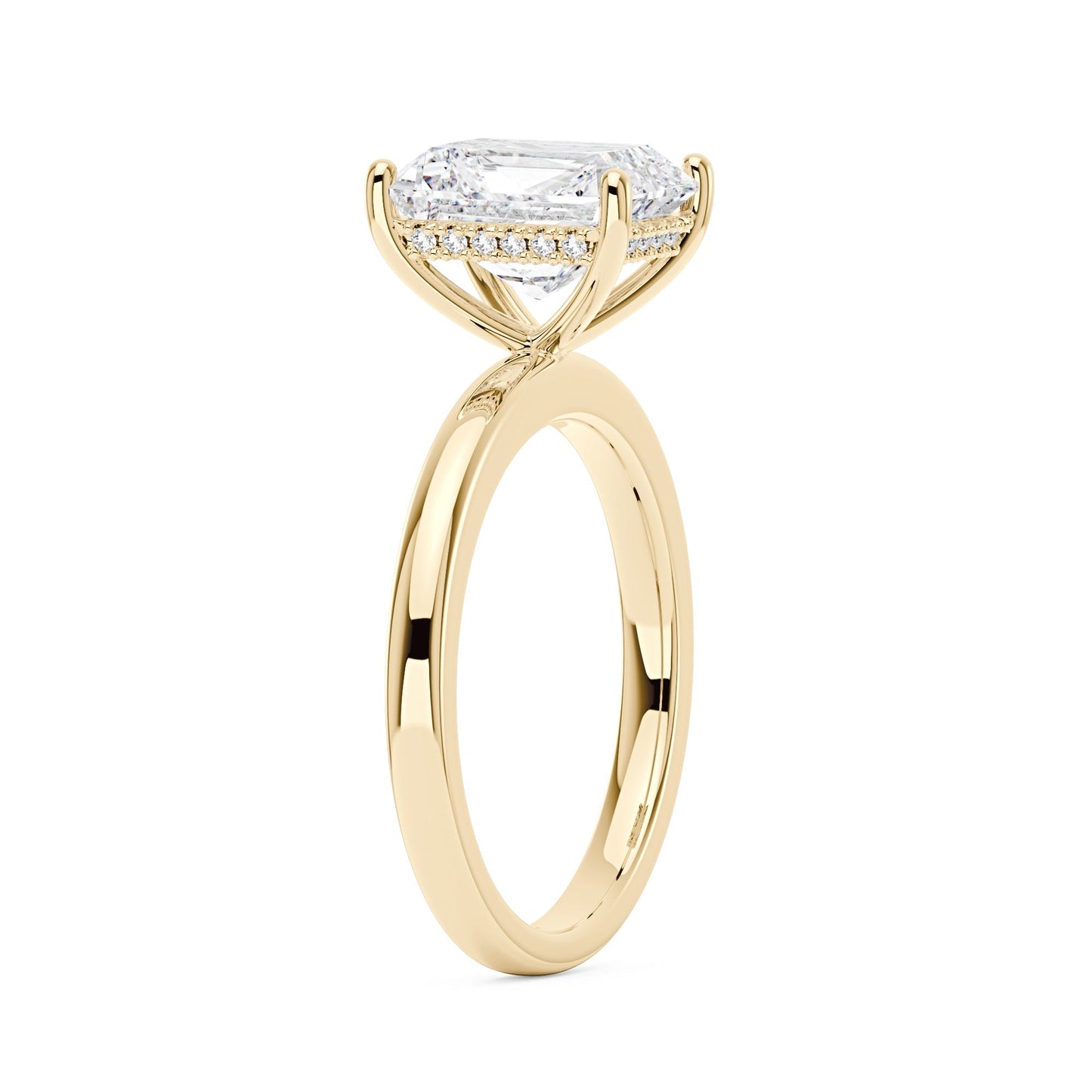 Hidden Halo Radiant Moissanite Ring