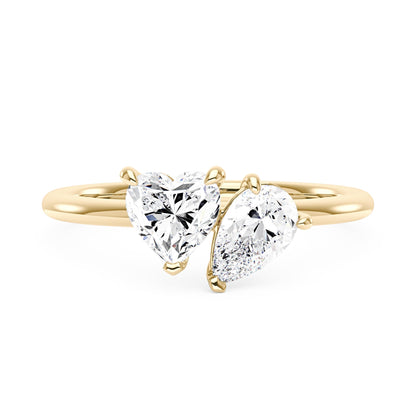 Pear Heart Moissanite Toi et Moi Ring