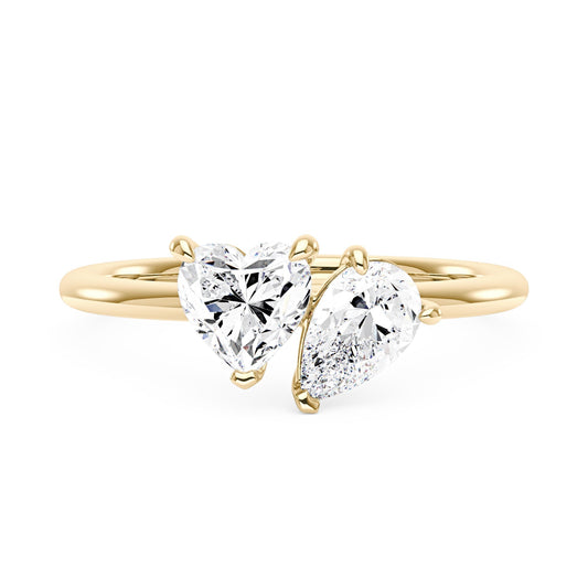 Pear Heart Moissanite Toi et Moi Ring